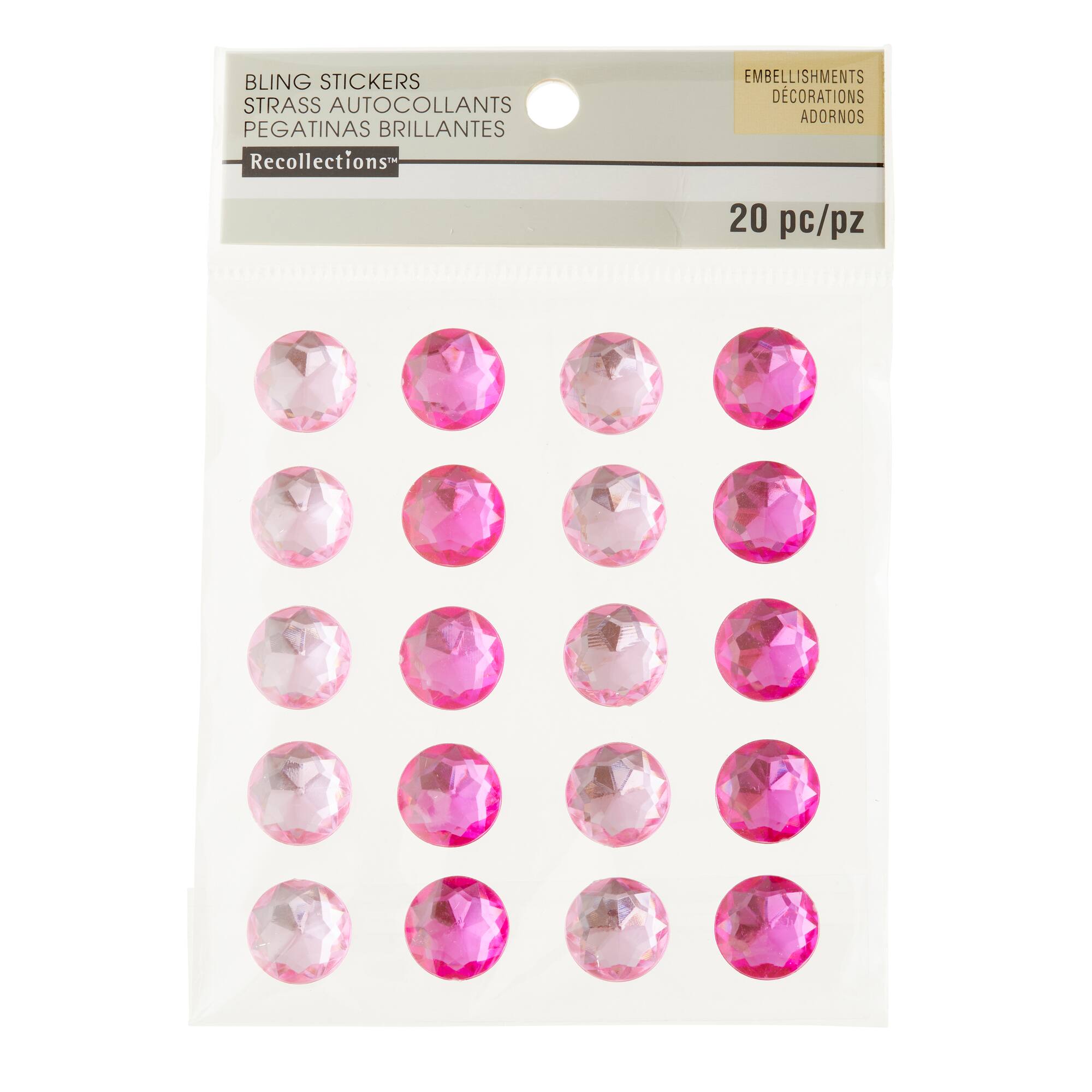 12 Packs: 20 ct. (240 total) Pink & Fuchsia Rhinestone Stickers by Recollections™